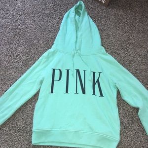 Pink small teal sweatshirt